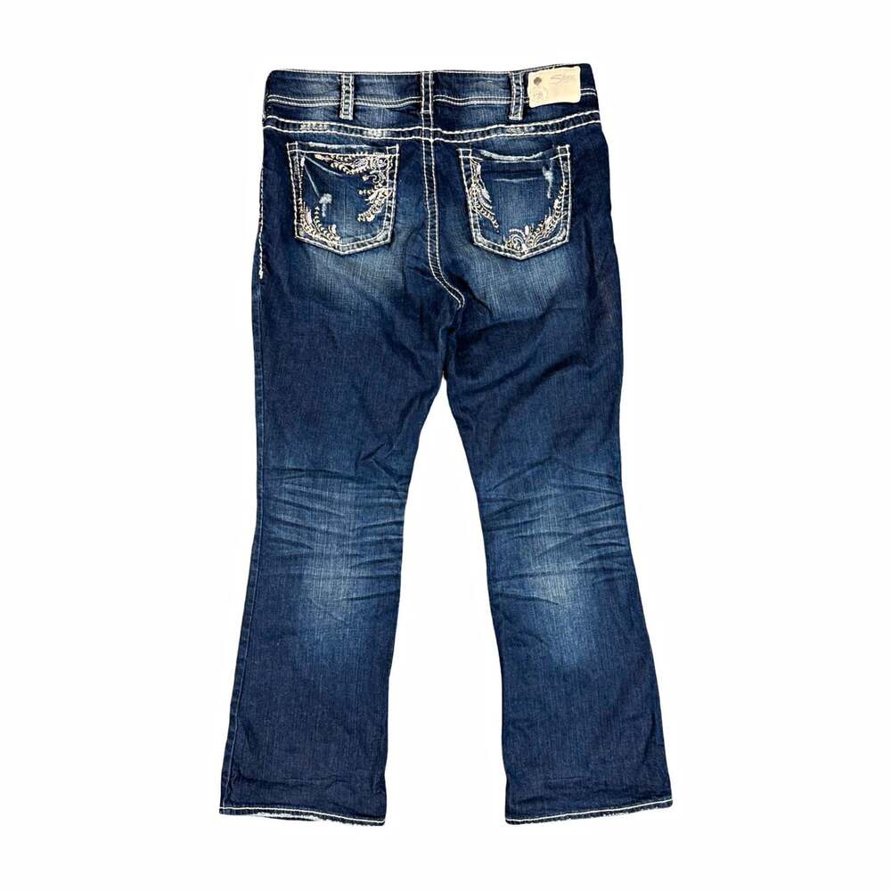 Y2K Silver Jeans Co. Suki Women’s Dark Wash Bootcut Embellished Stretch 16 L32